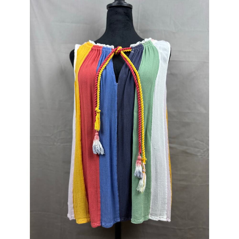 Women's Banjara Multicolored Bohemian Sleeveless Shirt, Size M